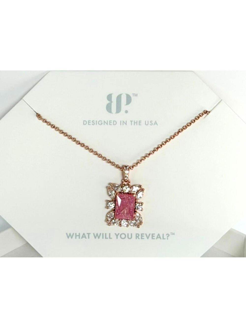 Bomb Party Necklace "Serenity Calling" Rose Ice Crystal on Rose Gold